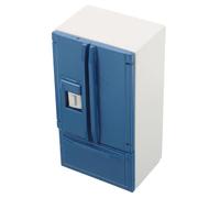 Didiseaon Scale Dollhouse Mini Fridge with Double Doors Realistic Wood Miniature Refrigerator for Role-playing Kitchen Scenes Compact White and Blue Micro Appliance for Dollhouse Furniture
