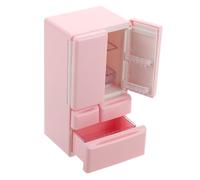 Didiseaon Scale Miniature Double Door Fridge for Dollhouse Kitchen Mini Dollhouse Furniture Decoration Pink Tiny Refrigerator Model for Creative DIY Play and Living Dining Accessory