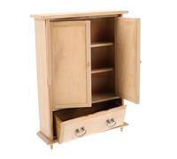 Didiseaon Scale Vintage Wooden Miniature Armoire for Play Unfinished DIY Furniture for Bedroom Scenes and Dollhouse Accessories Beige