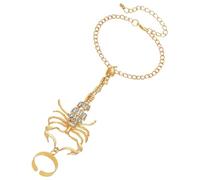 Didiseaon Scorpion Hand Chain Bracelet Finger Ring Punk Style Gold Tone 3d Crystal Accent Women’s Link Jewelry Accessory for Casual and Party Wear