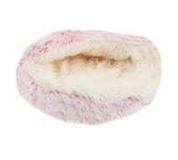 Didiseaon Semi-enclosed Cat Nest for Winter Use, Lightweight Flannel Material Providing Security and Warmth, Pet Bed for Cats in Cold Seasons and Carriers, Soft Pink Design