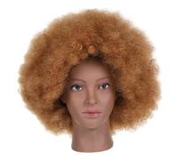 Didiseaon Short Curly Afro Wig for Black Women Natural-looking Synthetic Fluffy Curls Breathable Comfortable Costume Wig for Daily Wear and Party Cosplay Khaki Color