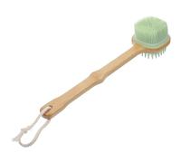 Didiseaon Shower Body Brush Long Handle Bamboo Wood Silicone Dual-Sided Soft Bristles Full Body Cleaning Bath Scrub Brush with Hanging Rope for Bathroom Use