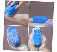Didiseaon Silica Gel Bath Brush for Women and Strong Exfoliating Sponge with Lanyard Body Scrubber for Gentle Massage and Bathing Blue