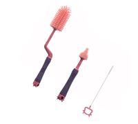 Didiseaon Silicone Feeding Bottle Brush Set with Flexible Bristles Long Handle Bottle Cleaner Pacifiers Straws Soft Non Scratch Brushes for Ppsu Silicone Pink Kit