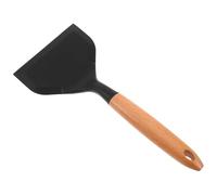 Didiseaon Silicone Kitchen Turner Spatula 11.5Cm Wide Head with Wooden Handle Heat Resistant Non-Stick Flipper for Stir Fry, Pancakes, Eggs Fish Black for Home Cooking