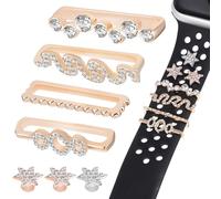 Didiseaon Silicone Watchband 7 Pcs with Zinc Alloy Rhinestones Decorative Charms Stylish Accessories Easy to Put and Remove for Smartwatch Bands, for Family and Wife