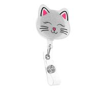 Didiseaon Silver Cat-Shaped Retractable Badge Holder for Nursing Id and Badges, Multifunctional Use with Sturdy Abs and Silicone Material, Elegant Design for Nurses, Teachers, and Students