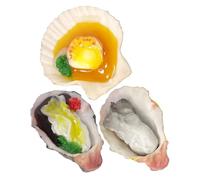 Didiseaon Simulation Oyster and Scallop Seafood Model Set, 3pcs Pvc Artificial Food Toy with Realistic Appearance for Food Photography and DIY Projects