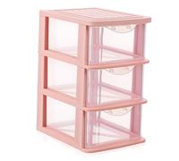 Didiseaon Small Portable Desk Organiser Drawers 3 Tiers Plastic Storage Drawers Unit Dust-proof Cosmetic Box Home Office File Organiser Wear-resistant Mini Chest for Office