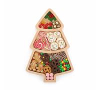 Didiseaon Snack Tray Christmas Tree Plate: Dessert Plates Wooden Serving Platter Xmas Tree Shaped Fruit Tray Candy Plates Wood Candy Plate Light Yellow Wood Kitchen Counter Storage