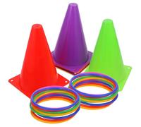 Didiseaon Soccer Training Cones with Toss Rings Plastic Football Markers for Agility Drills and Toss Games Lightweight Sports Roadblocks for Outdoor Practice Random Color