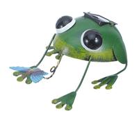 Didiseaon Solar Powered Frog Outdoor Lights for Patio and Tabletop, Metal Garden Ornament with Automatic Light Sensor and Soft Ambiance Lighting, Unique Green Frog Solar Lantern Decoration