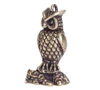 Didiseaon Solid Brass Owl Pendant Keychain Decorative Tea Table Ornament Sturdy High Hardness Vintage Bronze Animal Figurine for Home and Outdoor Decoration