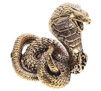 Didiseaon Solid Brass Snake Statue Tea Pet, Antique-Style Cobra Figurine Metal Ornament for Home Decoration and Tea Table Display, Collectible Brass Craft Sculpture