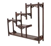 Didiseaon Solid Wood Chinese Curio Stand Small Multi-tier Antique Display Shelf for Jade Crafts and Desktop Ornaments, Red Sandalwood Buddha Statue Holder for Home and Study Room