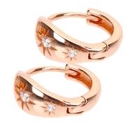 Didiseaon Sparkly Rhinestone Small Loop Earrings for Women Chic Rose Gold Eight-point Star Studs Fashion Accessory for Daily Wear and Festivals Lightweight Glamorous Jewelry