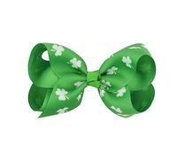Didiseaon St Patrick's Day Clover Hair Clips 4PCS for Girls and Boys Sturdy Shamrock Hair Bows for Daily Wear and Special Occasions
