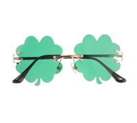 Didiseaon St Patricks Day Four Leaf Clover Sunglasses for Women Funky Green Eyewear Prop with Gold Frame Lightweight Party Accessory for Festivals Birthdays Cosplay and Street Photos