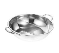 Didiseaon Stainless Steel Chinese Style Hot Pot with Divider Two Flavor Hot Pot Pan for Gas and Induction Cookers Even Heating Cookware for Family Gatherings