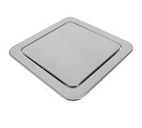Didiseaon Stainless Steel Flap Lid for Waste Bin, Square Trash Can Lid Replacement, Built-in Metal Bin Cover for Bathroom Sink, Easy to Clean, Silver (23x23cm