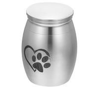 Didiseaon Stainless Steel Pet Urn with Heart Paw Print Dog Memorial Keepsake Cremation Ashes Container Corrosion Resistant Cinerary Casket for Dogs and Pet Loss Silver