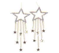 Didiseaon Star Earrings Studs with Zircon Tassel Dangle Drops for Women and Minimalist Luxury Design Lightweight Tiny Studs for Everyday and Party Wear