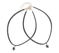 Didiseaon Star Leather Choker Necklace Adjustable Punk Goth Collar with Black Leather Strap for Women Men Stylish Japanese Korean Inspired Jewelry Accessory