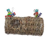 Didiseaon Straw Parrot Swing Hammock for Caged Birds Creative Round Shape Bird Accessory for Stress Relief and Play Sturdy Hanging Parrot