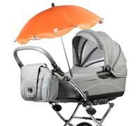 Didiseaon Stroller Umbrella with Clamp Adjustable 360° Rotation UV Protection Silver Coating Orange Pushchair Parasol Detachable Sunshade for Pram and Buggy