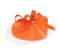 Didiseaon Stylish Orange Fascinator Hat Headband Made from Hemp Yarn and Artificial Faux Materials, Comfortable and Convenient to Wear on Hair for Weddings and 1920s Party Occasions