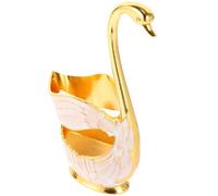 Didiseaon Swan Shape Cake Spoon Holder Metal Spoon Organizer with Golden Finish, Portable and Easy to Clean, for Gatherings and Afternoon Tea in Kitchen and Dining