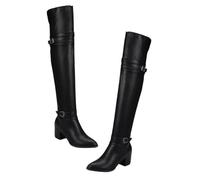Didiseaon Thigh High Woman Boots PU Over Knee Winter Autumn Footwear with Thick Comfortable Heel Rubber Sole for Outdoor Work Party Shopping
