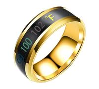 Didiseaon Titanium Steel Smart Temperature Ring for Couples Gold Unisex Fashion Jewelry