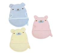 Didiseaon Toddler Bath Mitts 3pcs Animal Design Foaming Shower Gloves Baby Body Scrubbers Soft Washcloths for Gentle Bathing in Yellow Blue and Pink