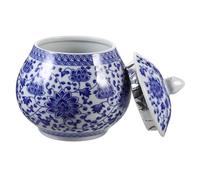 Didiseaon Traditional Chinese Blue and White Porcelain Ceramic Tea Jar with Airtight Lid Sealed Storage Canister for Loose Leaf Tea Coffee Sugar and Home Decor Multipurpose Kitchen Accessory
