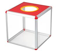Didiseaon Transparent Raffle Box, Lottery Ticket Donation and Voting Collection Cube - Aluminum Alloy and Acrylic Square Case for Fundraising, Party, Church and Office Events, 25 cm