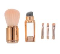 Didiseaon Travel Makeup Brushes Set 5-in-1 Retractable Cosmetic Brushes with Silicone and Fiber Heads with Case for Precision Application at Home and Travel