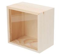 Didiseaon Unfinished Wood Storage Box with Clear Lid Square Jewellery Gift Box and Trinket with Lid for Small Sundries Decorative Wooden Display for Bedroom Office and Shop