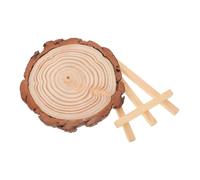 Didiseaon Unfinished Wooden Rounds with Wood Easel for DIY Painting Crafts Natural Wood Slices Drawing Board for Artistic Expression and Fine Motor Skill Development