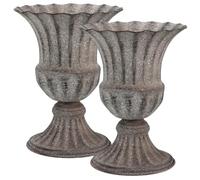 Didiseaon Urn Planter Graveyard Flower Pot: Decorative Graveyard Vase Iron Urn Planter Iron Flower Vase For Cemeteries and Memorial Decorations Dark Grey, 2 PCS