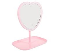 Didiseaon USB Rechargeable Heart-shaped LED Makeup Mirror for Women Desktop Vanity Mirror with High Definition Smooth Surface Aesthetic Desk Decoration Long Battery Life for Daily Makeup and