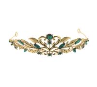 Didiseaon Vintage Baroque Bridal Tiara Crown for Women with Adjustable Fit and Soft Lining, Green Metal Gothic Headwear Suitable for Wedding and Renaissance Party