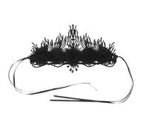 Didiseaon Vintage Black Baroque Style Crown Headband with Intricately Embedded Gemstones, Comfortable Cloth Material Gothic Floral Tiara for Halloween Carnival and Company Annual Parties