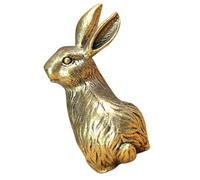 Didiseaon Vintage Brass Rabbit Statue Paperweight with Elegant Appearance, Creative Desktop Decor Ornament for Workspace Or Car, Delicate Golden Bunny Figurine