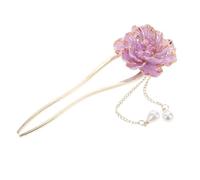 Didiseaon Vintage Chinese Style Enamel Peony Hairpin Metal Hair Chopsticks Lightweight Resin Bun Pin for Women Daily Wear and Photo Shoots in Purple
