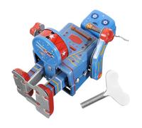 Didiseaon Vintage Clockwork Drumming Robot Tinplate Wind-up Desktop Robot Drum for Adult Collection Retro Hand-made Tin Creative Blue