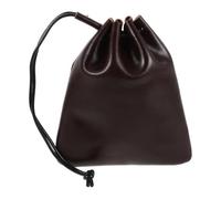 Didiseaon Vintage Drawstring Coin Pouch Made from Top-Grain Cowhide Leather, Stylish Coffee Colour with Easy Access and Spill-Prevention, for Daily Wallet Supplement and Vending Machine