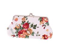 Didiseaon Vintage Floral Clasp Closure Long Wallet Canvas Purse with Rose Embroidery Buckle Clutch Bag for Women Retro Coin Purse Suitable for Daily Use