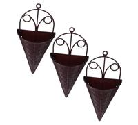 Didiseaon Vintage Hanging Basket 3pcs PP Wall Planter Brown Rustic | Rattan Wall Basket, Wall Hanging Trough for Orchids, Wall Garden Basket, Lightweight, Easy to Hang